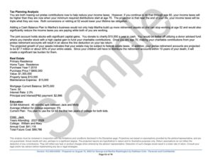 Tax Planning Analysis Sample